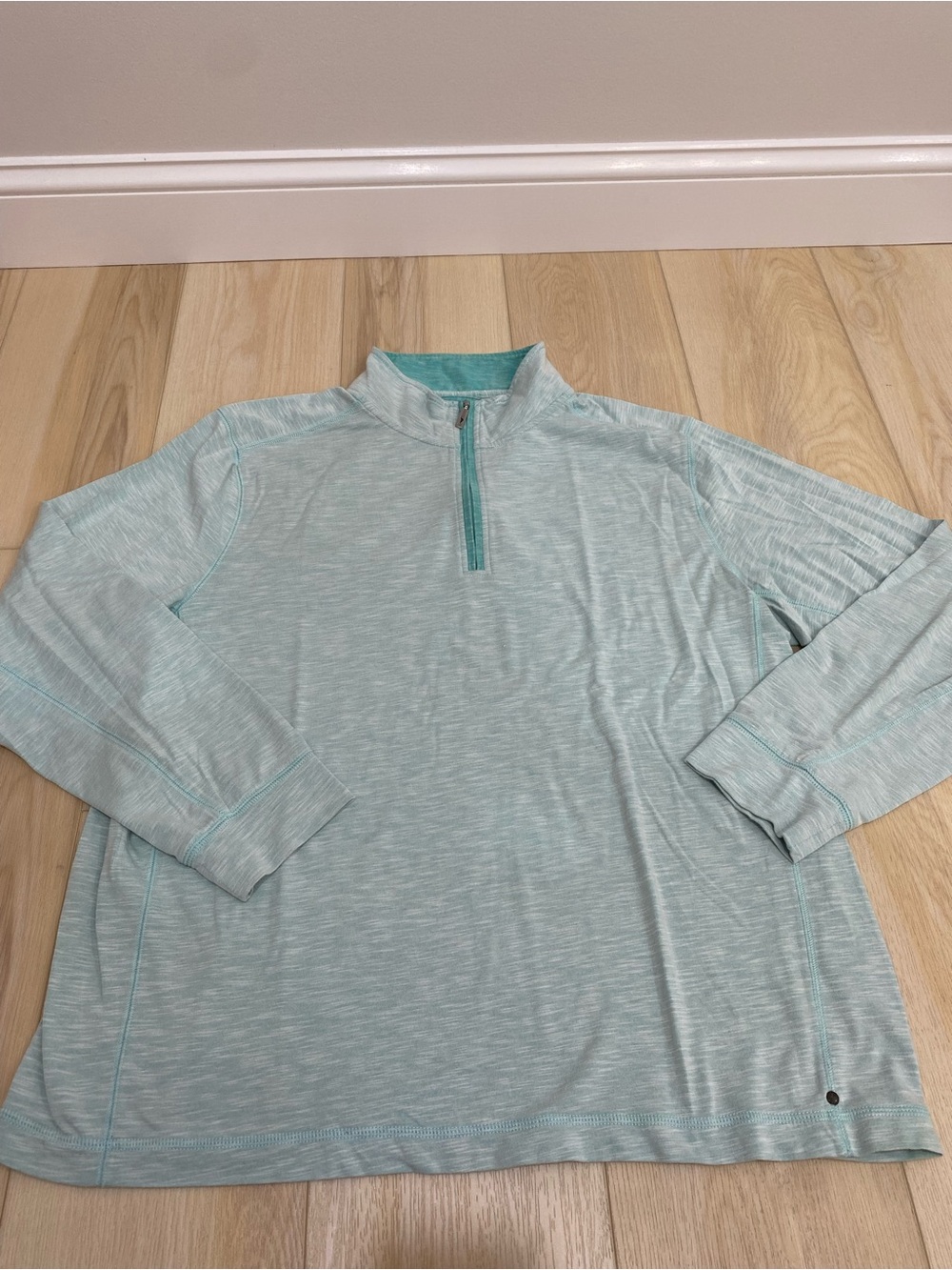 Tommy Bahama Island Zone Sweater Mens Large Green Blue Golf Quarterzip